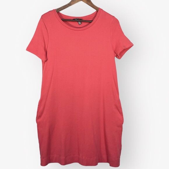 Ellen Tracy Shift Mini Dress Women M Pink‎ Short Sleeve Crewneck Pockets P61 - Picture 1 of 14